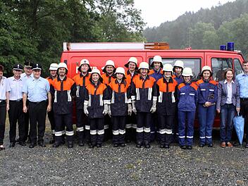 Die Freiwillige Feuerwehr Vogtendorf bei ihrer Leistungsprüfung im vergangenen Jahr. Foto: Michael Wunder