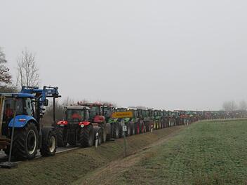 500 Traktoren beteiligten sich am Mittwoch am Protest in Oberfranken. Foto: Monika Schütz