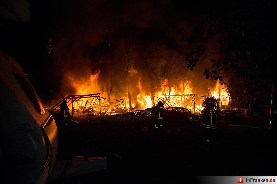 Feuer auf Campingplatz