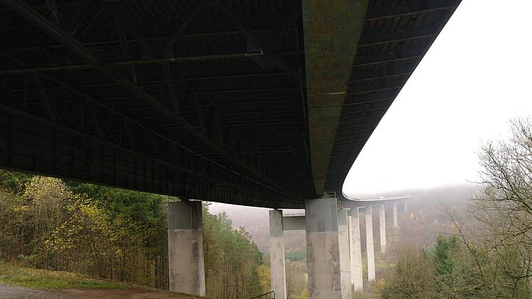 Manchmal verschwindet die Grenzwaldbrücke im Nebel und aus der Sicht der Speicherzer, nicht aber der Verkehrslärm. Unterm Widerlager, aber auch im Dorf, ist er "ganz schön heftig" zu hören.