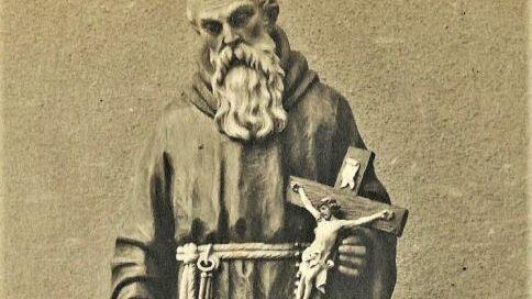 Holzskulptur des heiligen Bruder Konrad mit Mädchen in der St. Jakobus-Kirche in Bad Kissingen. Repro: Sigismund von Dobschütz
