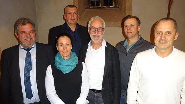 Das neue Pr&auml;sidium des GC Maria Bildhausen (v.l.) Volker Mauer, Yvonne Hiltscher, Frank Radatz, Roland K&ouml;th, Michael Heusinger und Karl Kairies.  Foto: Anton Then