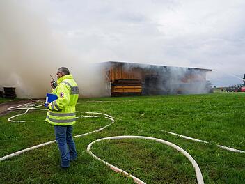 Foto: Brand einer Lagerhalle in Prebitz