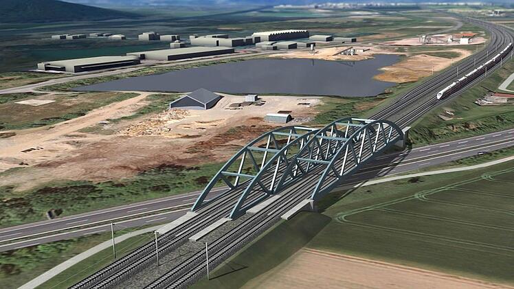 Simulation der Eisenbahnbrücke über die Autobahn bei Forchheim.