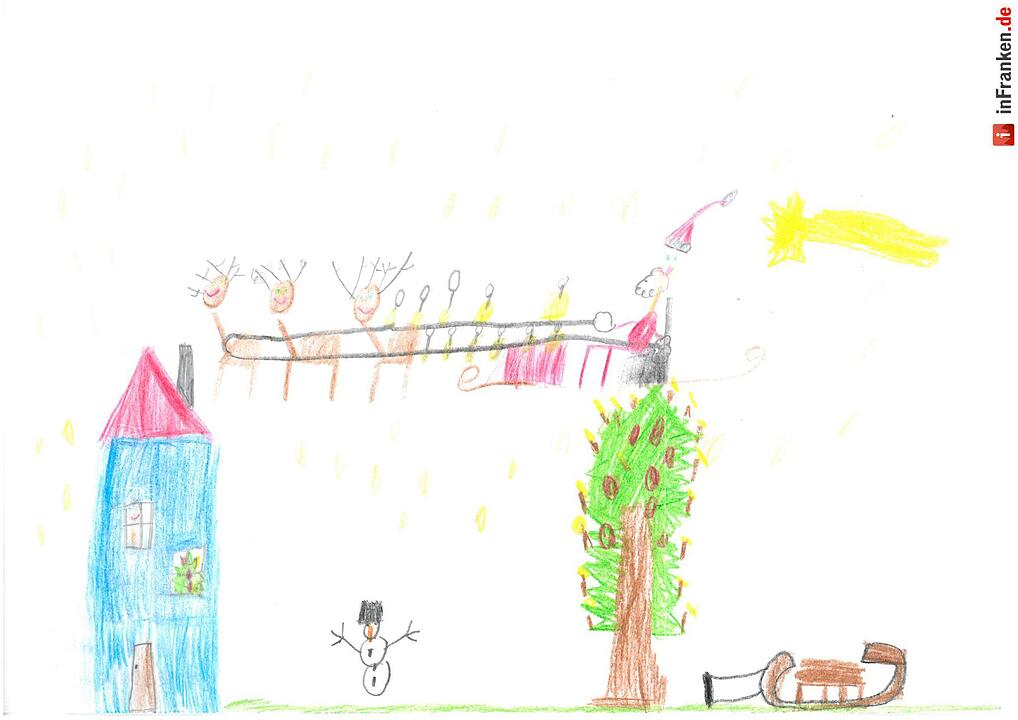 Selbstgemalte Weihnachtsbilder von Kindern aus Franken 2016