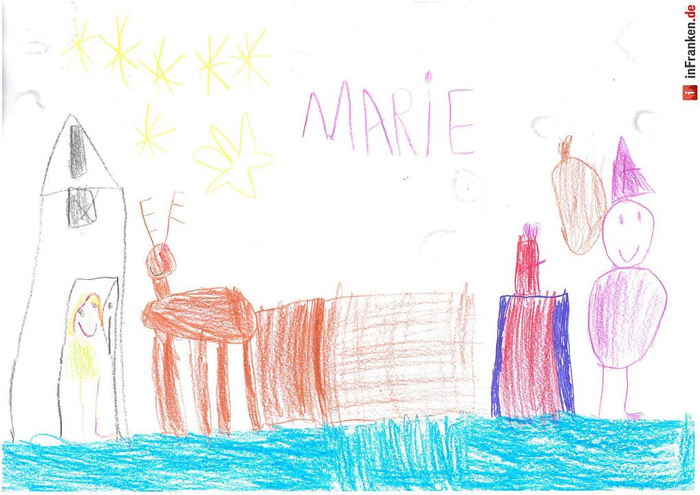 Selbstgemalte Weihnachtsbilder von Kindern aus Franken 2016