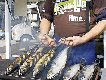 Traditionsreiches Imbissgewerbe: Norbert Keil grillt seit 25 Jahren Makrelen und Heringe und ließ es sich nicht nehmen, beim Food-Truck-Treffen in Nürnberg dabei zu sein. Foto: Budig