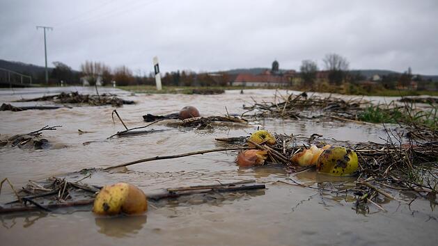 Problemfall: Auch beim Hochwasser vergangene Woche war es der Eggenbach (rechts), der die Kreisstraße CO1 zwischen Lahm und Hemmendorf eher als die Itz überflutete.Foto: Berthold Köhler