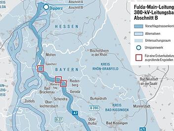 Die Karte zeigt, wo die Stromtrasse geplant ist und wo die Engstellen sind.