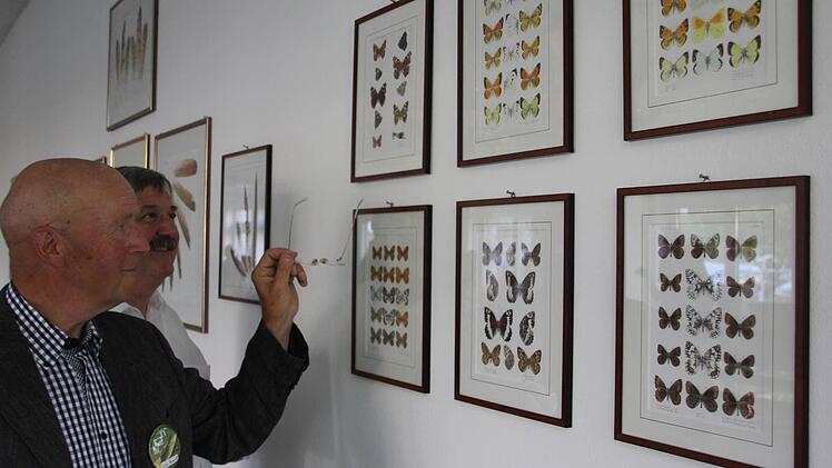 Ecke Demandt präsentiert einen Schmetterling, den er während seiner Bundeswehrzeit als kommandeur in Ebern gefangen hat.