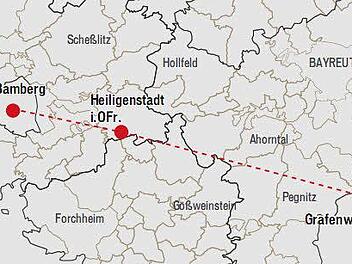 Eine exklusive US-Standleitung mitten durch die Fränkische Schweiz: Mit dem Abzug der Amerikaner aus Bamberg könnten Gemeinden wie Heiligenstadt plötzlich von dem "Geheimkabel" profitieren und den Breitband-Ausbau schneller und billiger voranbringen. Die Grafik deutet lediglich den groben Verlauf an. Grafik: Tanja Friedrich