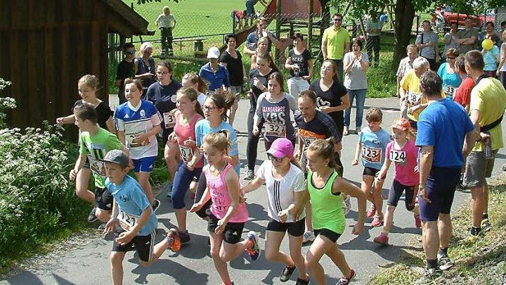 Vor allem viele Kinder nahmen am Hobbylauf teil in Steinwiesen teil. Fotos: Hans Franz