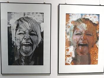 Hans-Peter Singer bindet auf seinen Bildern Fotos von Personen in Strukturen aus der Natur ein.Richard Sänger