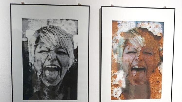 Hans-Peter Singer bindet auf seinen Bildern Fotos von Personen in Strukturen aus der Natur ein.Richard Sänger