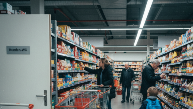 Supermarkt, Kundentoiletten, Toilette, Discounter