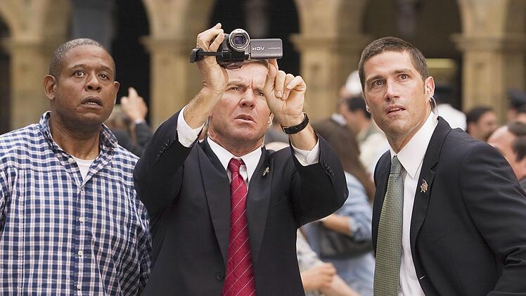 Im Kinofilm "8 Blickwinkel" (2008) spielte Matthew Fox (rechts) an der Seite von Forest Whitaker (links) und Dennis Quaid.