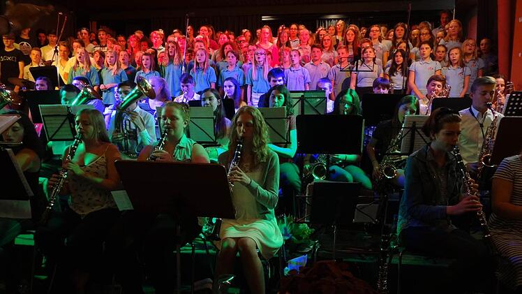 Insgesamt 160 Mitwirkende standen beim Sommerkonzert der Eberner Realschule in der vergangenen Woche auf der Bühne. Bernd Schmidt übernahm die musikalische Gesamtleitung.