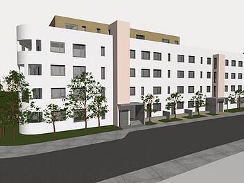 Ein Beispiel von dreien: der Entwurf zur Wohnbebauung in der Friedrich-Ebert-Straße; Visualisierung: 2wei plus architekten GmbH