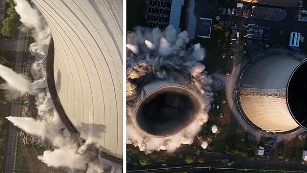 Grafenrheinfeld: Spektakul&auml;re Aufnahmen von AKW-Sprengung - "etwas Gro&szlig;es, M&auml;chtiges f&auml;llt zusammen"