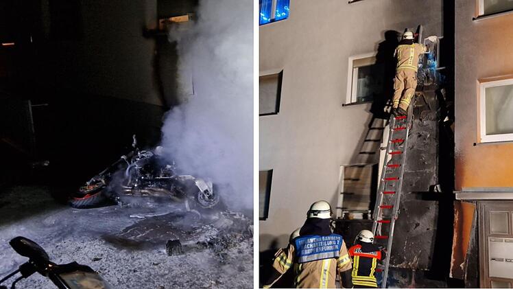Bamberg: Motorrad in Flammen - "erhebliche Schäden" an Wohnhaus