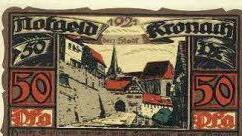 Ein aus dem Jahre 1921 stammender Geldschein über 50 Pfennige, als Notgeld von der Stadt Kronach herausgegeben, zeigt das Bamberger Tor. Diese und viele andere Geldraritäten sind bei der Münz- und Geldscheinbörse zu bestaunen. Foto: privat