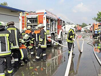 Zehn Feuerwehren beteiligten sich an der Großübung in Aschbach. Fotos: Evi Seeger