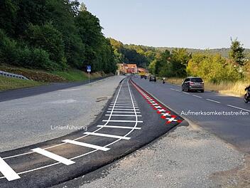 Diesen Vorschlag machte  das Fachbüro, das für die Gestaltung des Bahnradwegs zuständig ist,  zur Entschärfung der Gefahrenstelle an der  Umgehungsstraße. Fotomontage: Toponeo Landschaft und Gestaltung