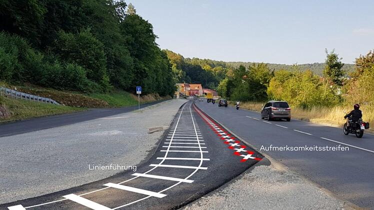 Diesen Vorschlag machte  das Fachbüro, das für die Gestaltung des Bahnradwegs zuständig ist,  zur Entschärfung der Gefahrenstelle an der  Umgehungsstraße. Fotomontage: Toponeo Landschaft und Gestaltung