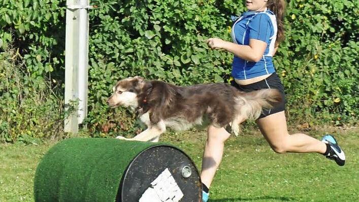 Sabrina Muth von den Hundefreunden Eltmann war mit ihrer Hündin "Cara" die beste Teilnehmerin beim Hindernislauf, den der Verein für Hundesport Wonfurt mit einem Shorty-Turnier ausrichtete.  Fotos: Ulrike Langer