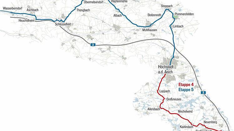 Die Route der Radltour um das Etappenziel Höchstadt. Grafik: Franziska Schäfer