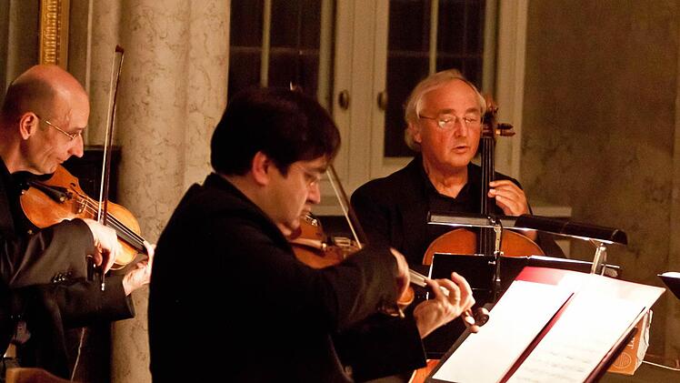 Das Bamberger Streichquartett bei seinem Gastspiel im Marmorsaal von Schloss RosenauFoto: Jochen Berger
