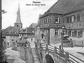 Thurnau auf einer Karte, die im Sommer 1918 verschickt wurde und den "Oberen Markt" zeigt.  Foto: Reinhard Löwisch