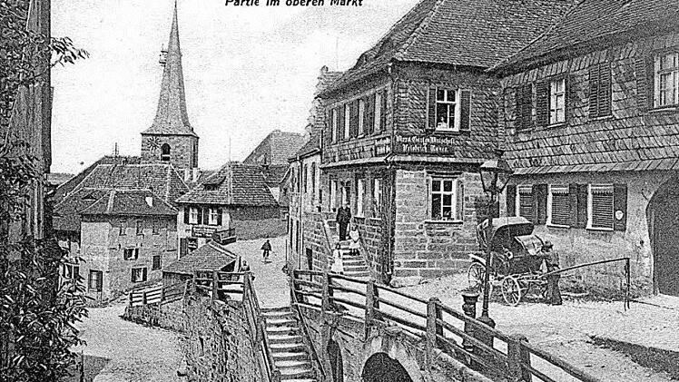 Thurnau auf einer Karte, die im Sommer 1918 verschickt wurde und den "Oberen Markt" zeigt.  Foto: Reinhard Löwisch