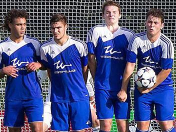 Wieder einmal viel zu brav und in manchen Situationen auch noch zu ängstlich präsentierten sich die Youngster des VfL Frohnlach bei der 0:2-Niederlage in Hof (von links): Tevin McCullough, Janik Schmitt, Yannik Zinke und Christopher Autsch. Fotos: Albert Höchstädter