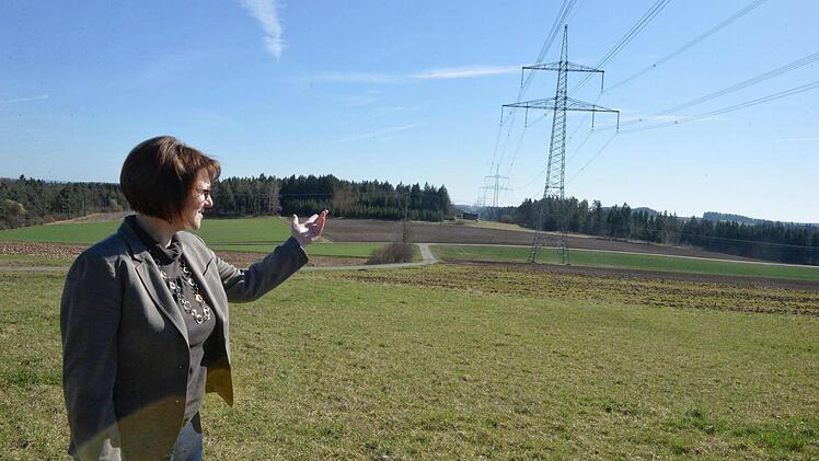 Bürgermeisterin Gisela Hofmann zeigt sich vom Bau einer weiteren Hochspannungsleitung wenig begeistert.