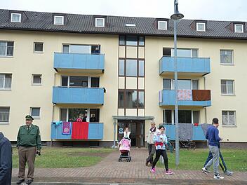 Das Bild entstand Mitte September, als die ersten Flüchtlinge in die staatliche Aufnahme- und Rückführungseinrichtung in der früheren Flynn-Housing-Area einzogen. Archivfoto: Ronald Rinklef