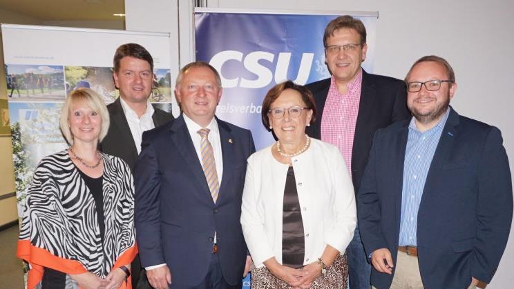 Nominierung: Thomas Bold ist der Spitzenkandidat der CSU für den Posten des Landrats  des Landkreises Bad Kissingen bei der Kommunalwahl im März nächsten  Jahres. Das Bild zeigt ihn im Kreise seiner Unterstützer von links:  Nadine Fuhl (Stellvertretende Kreisvorsitzende, Kreisvorsitzender Sandro  Kirchner, Thomas Bold, Bezirksrätin Karin Renner, Steffen Hörtler und  Herbert Nowak (beide stellvertretende Kreisvorsitzende). Marion Eckert