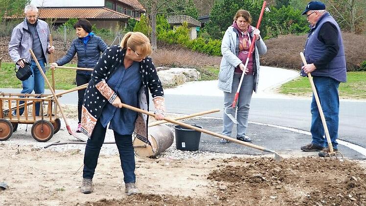 Zusammen mit dem Bund Naturschutz, dem Obst- und Gartenbauverein Weisendorf und engagierten B&uuml;rgern wurde auf dem Gel&auml;nde der Buswendeanlage in Weisendorf eine Bl&uuml;hwiese angelegt. Anlass daf&uuml;r war der abgelehnte kommunale Aktionsplan im Gemeinderat.  Foto: Theresa Schiffl