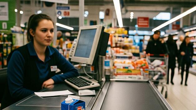 Supermarkt, Kasse, Band, Kassiererin