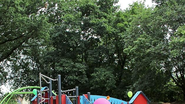Mit dem Rollstuhl ebenerdig ins Karussell: Auf Hirschaids neuem inklusiven Spielplatz in der Regnitzau können alle Kinder, auch solche mit Handicaps, Spiel und Spaß erleben.