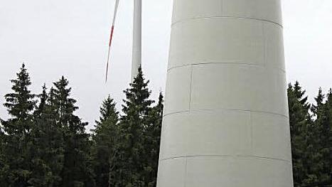 So wie diese Windräder bei Münchberg werden die Windkraftanlagen bei Hain aussehen. Die Nabenhöhe beträgt 140 Meter, die Gesamthöhe 200 Meter.  Foto: Friedwald Schedel