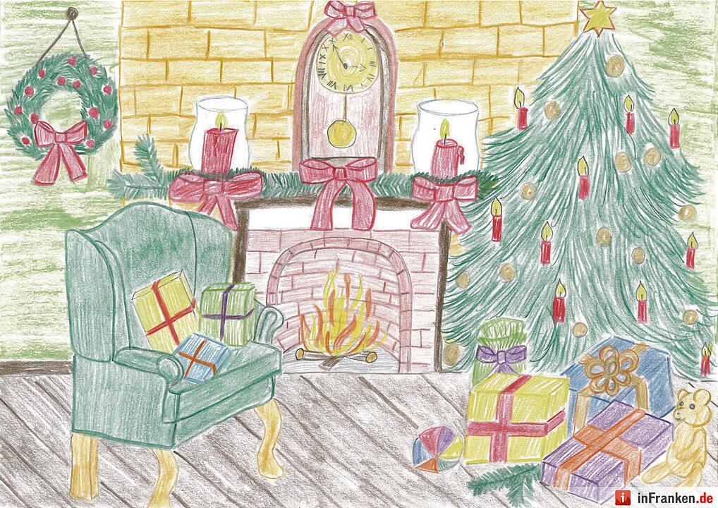 Selbstgemalte Weihnachtsbilder von Kindern aus Franken 2016