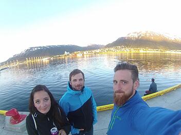 Auf dem Weg von Kulmbach ans Nordkap (von links): Laura D'Angelo, Thomas Stenglein, Marco D'Angelo. Foto: privat