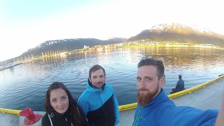 Auf dem Weg von Kulmbach ans Nordkap (von links): Laura D'Angelo, Thomas Stenglein, Marco D'Angelo. Foto: privat