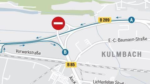 Das ist die Umleitung für alle, die von Untersteinach kommend auf die B 85 nach Bayreuth fahren wollen. Grafik: Dagmar Klumb