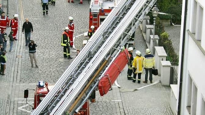 Zum Glück nur eine Übung: Feuerwehreinsatz im Kulmbacher Bürgerhospital im letzten Jahr. Foto: Archiv/Herber Georgius