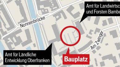 Die Grafik zeigt die Lage des Park- und künftigen Bauplatzes in der Nähe der Nonnenbrücke .Grafik: Franziska Schäfer