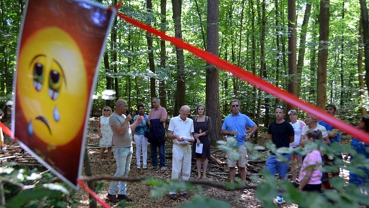 Rund 50 Personen kamen am Samstag zur Demonstration im Wald der Seele, wo die Stadt Bad Kissingen Bäume gefällt hat. Peter Rauch