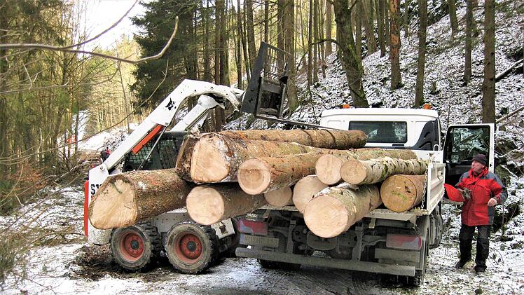 Die Mitglieder des neu gegründeten Vereins "Bäckerfreunde Wirsberg" sind unter die Holzfäller gegangen. Foto: Werner Reißaus