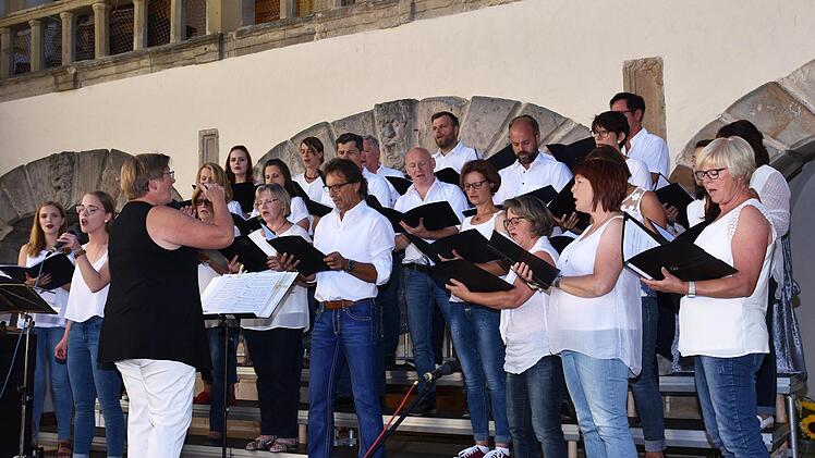 Der Projektchor des Gesangvereins Eintracht Wonfurt 1900 ist auf stolze 26 Sängerinnen und Sänger angewachsen und erfreute die Zuhörer mit einigen englischen Liedern. Foto: Ulrike Langer